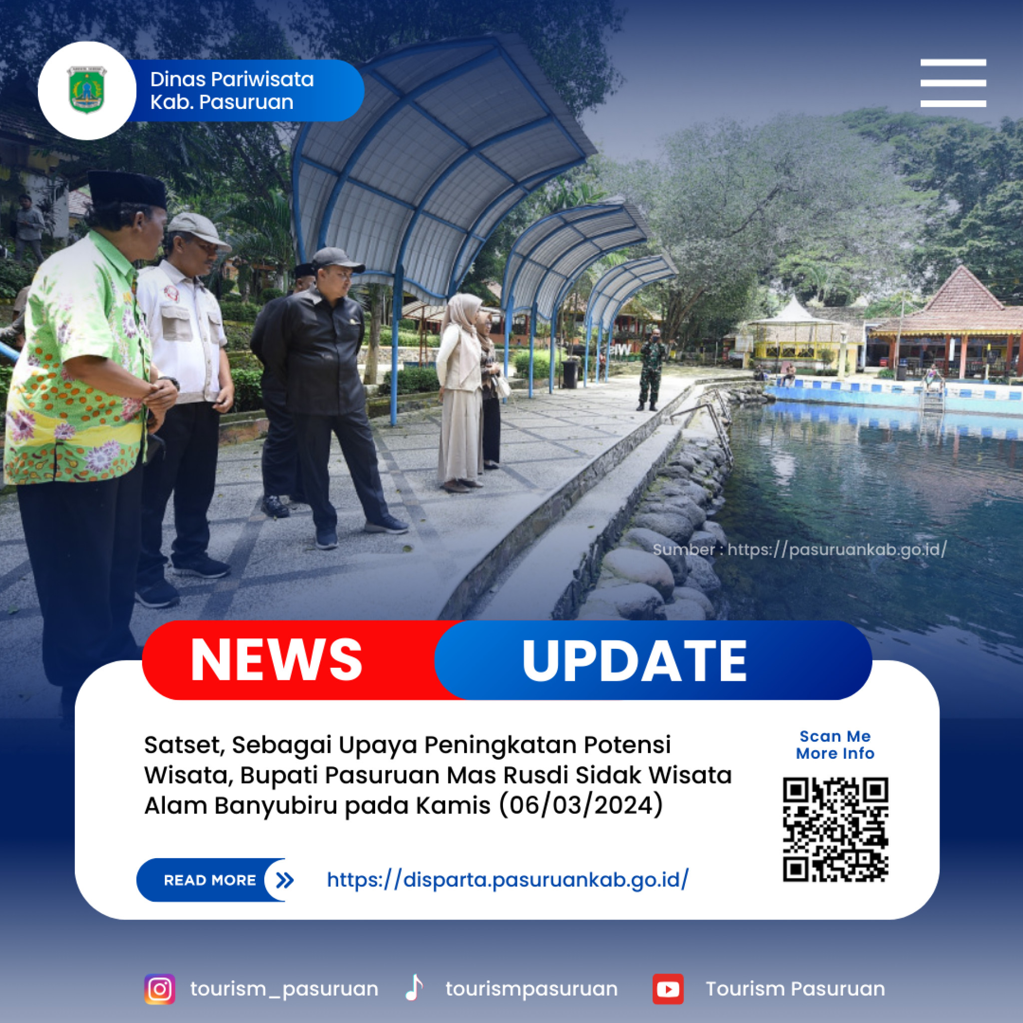 Satset, Sebagai Upaya Peningkatan Potensi Wisata, Bupati Pasuruan Mas Rusdi Sidak Wisata Alam Banyubiru